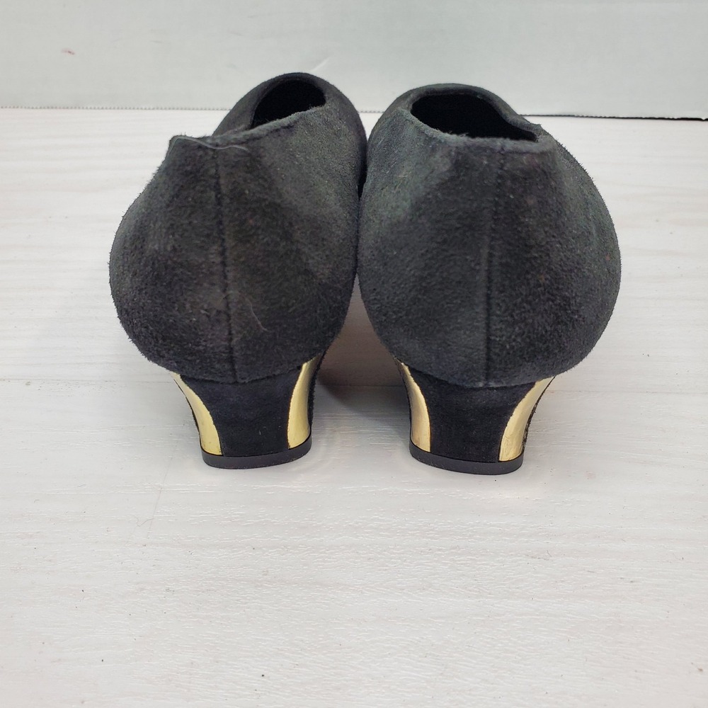 The Touch Of NINA Black Suede Leather Classic Evening Dress Heel Pump Size 6 M - Picture 7 of 16